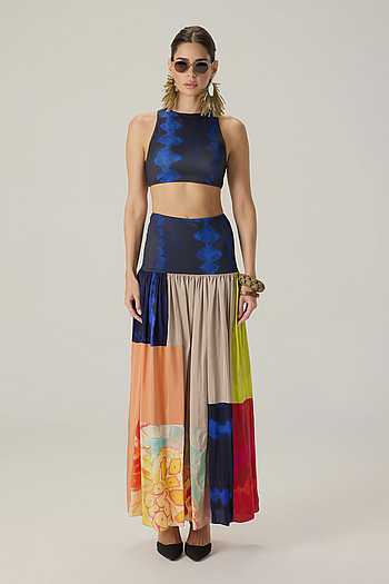 ANDWANG タイトスカート　birthday gathered skirt Buy Multi Color Jersey Delaney Patchwork Printed Skirt For Women
