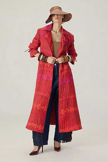 Clover Leheriya Print Trench Coat