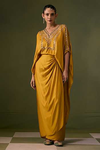 Hand Embroidered Top & Wrap Skirt Set