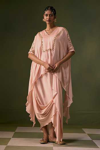 Neckline Embroidered Top & Skirt Set