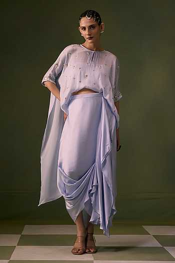 Asymmetric Embroidered Top & Skirt Set