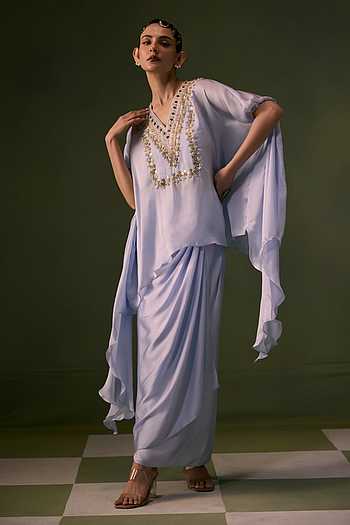 Embroidered Top With Wrap Skirt