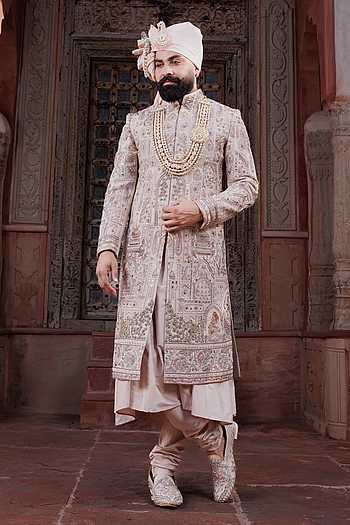 Chikankari Embroidered Sherwani Set