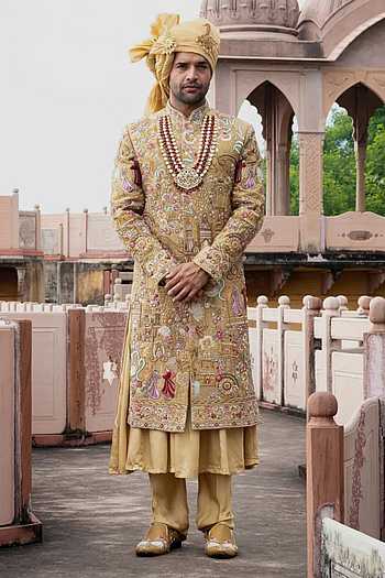 Rajsi Raw Silk Embroidered Sherwani Set
