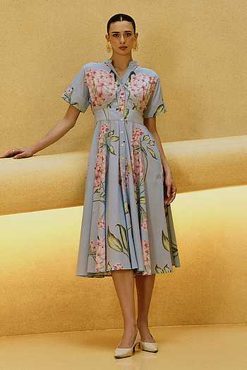 Floral Skies Poplin Dress