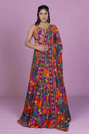 Tropical Print Lehenga Set
