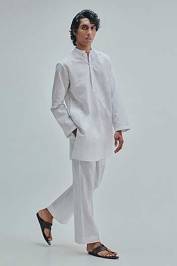 Taj Embroidered Band Collar Kurta Set
