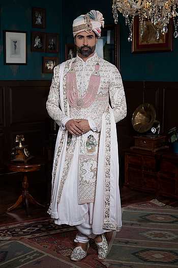 Chikankari Embroidered Sherwani Set