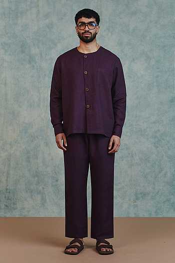 Linen Round Neck Kurta & Pant Set