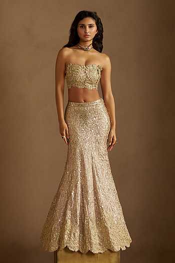 Camellia Embroidered Mermaid Lehenga Set