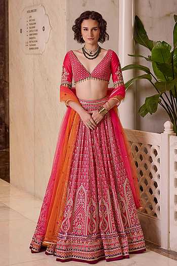 Gulal Colorblock Embroidered Lehenga Set