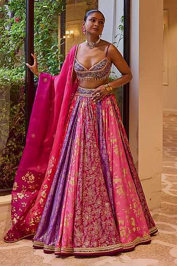 Shagan Floral Jaal Print Lehenga Set