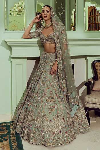 The Jade Reverie Embroidered Bridal Lehenga Set