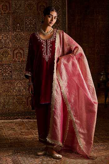 Placement Embroidered Kurta Set