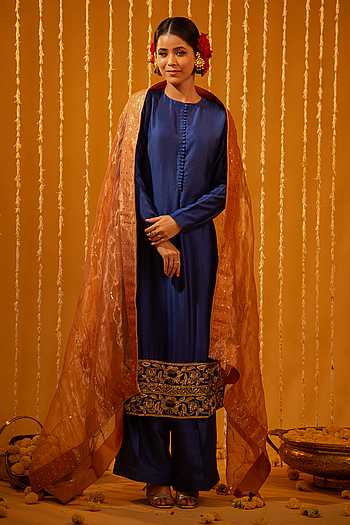 Silk Bordered Straight Kurta Set