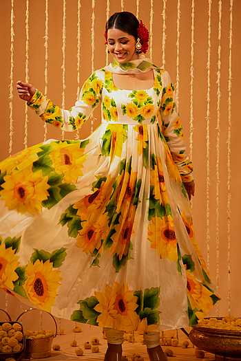 Eden Sunflower Hand Painted Anarkali Set
