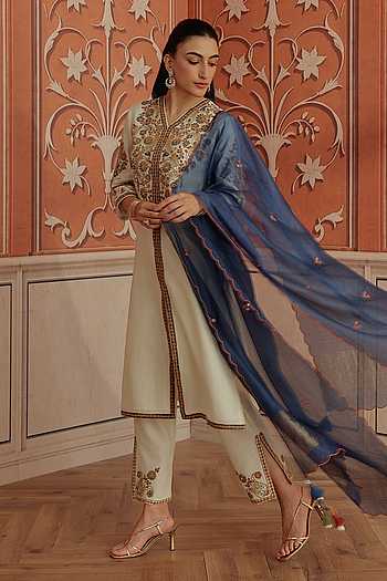Veera Silk Chanderi Mirror Work Kurta Set