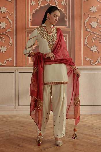 Rasa Mirror Work Silk Chanderi Kurta Set