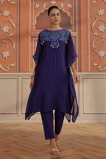 Maheen Mul Chanderi Kaftan & Pant Set