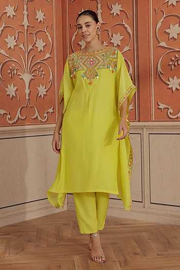 Maheen Mul Chanderi Kaftan & Pant Set