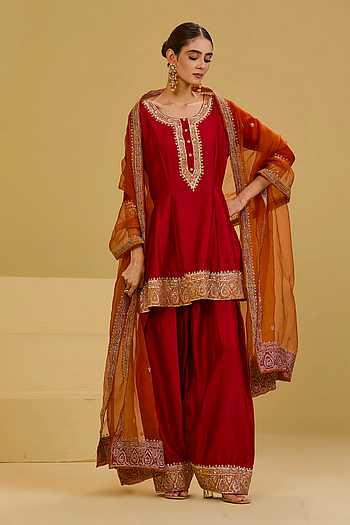 Round Neck Peplum Kurta Salwar Set