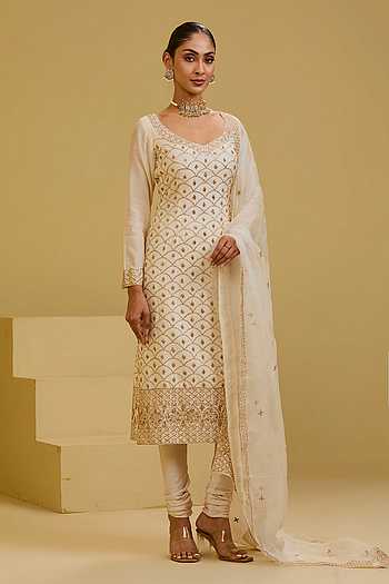Embroidered Kurta Churidar Set