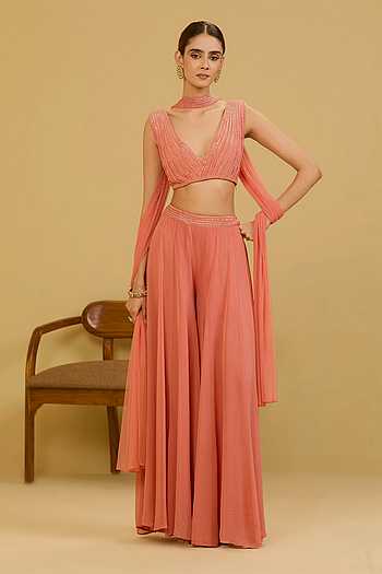 Pink Palazzo & Blouse Set