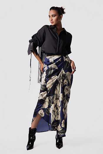 Studded Drawstring Shirt With Fish Pick-Up Skirt