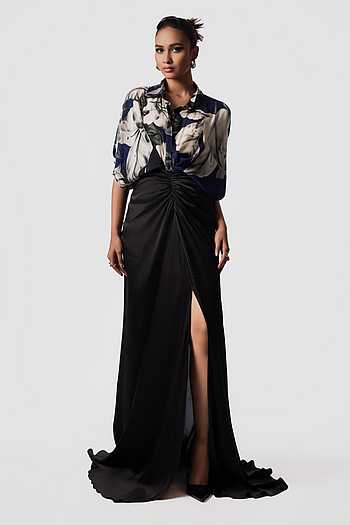 Studded Peplum Shirt With Trail Skirt