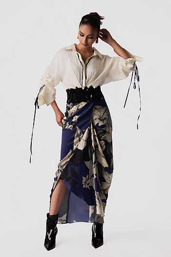 Printed Sequin Pick-Up Shirt Dress
