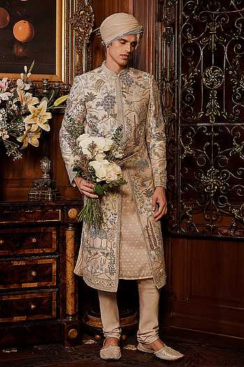 The Palace Of Provence Ekru Sherwani Set