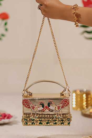 Kanakriti Peacock Embroidered Sling Clutch