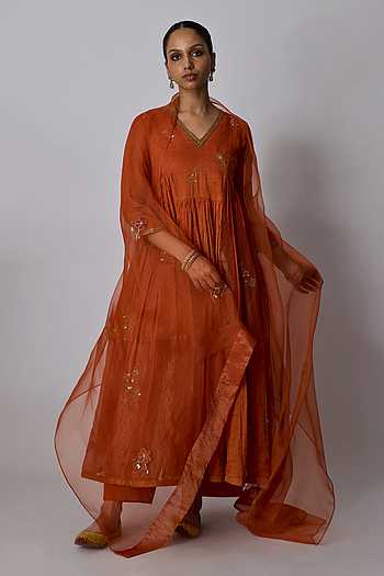 Antara Gathered Embroidered Anarkali Set