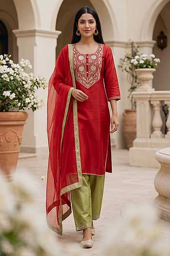 Embroidered Yoke Kurta Set 