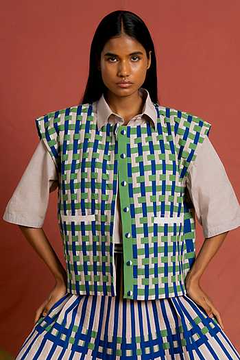 Checkered Applique Jacket