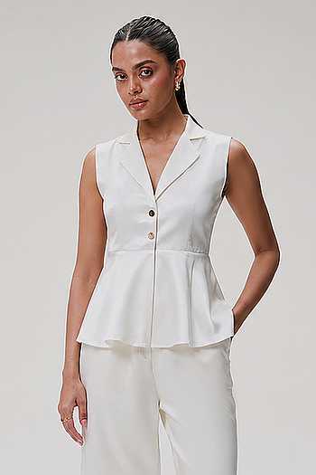 Ivory Gajji Silk Peplum Jacket