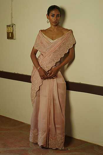 Scallop Border Embroidered Saree