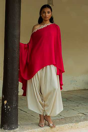 Asymmetric Cape & Draped Pant Set