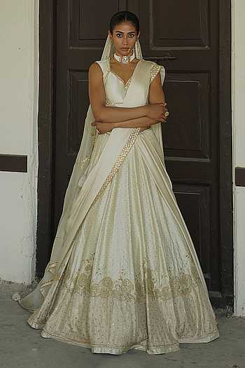 Hand Embroidered Blouse Lehenga Set