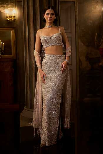 Silver Gold Crystal Skirt Set
