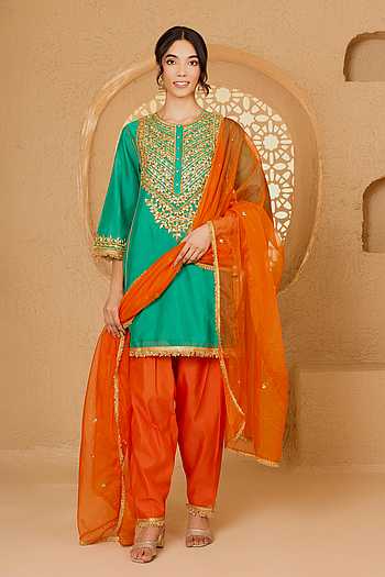 Trellis Pattern Kurta Set