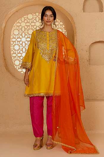 Diagonal Trellis Pattern Kurta Set