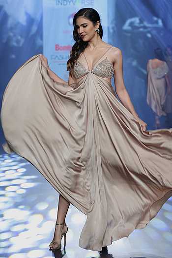 Crystal Bead Embellished Maxi Dress