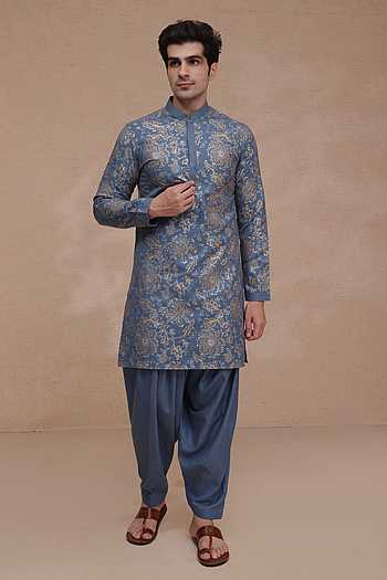 Printed Ruby Silk Kurta & Salwar Set