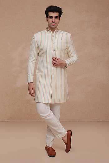 Cotton Silk Sherwani Jacket Set
