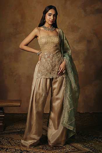 Aarunya Embroidered Kurta Farshi Salwar Set