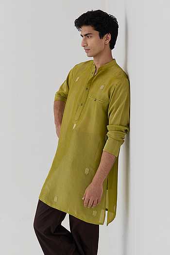 Metallic Tissue Electric Lime Kurta