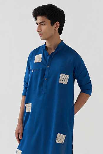 Embroidered Patch Chanderi Kurta