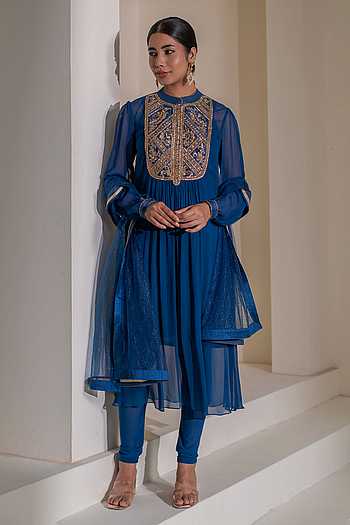 Yoke Embellished Kurta & Churidar Set
