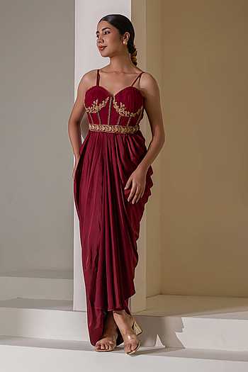 Embellished Pre-Draped Saree Gown